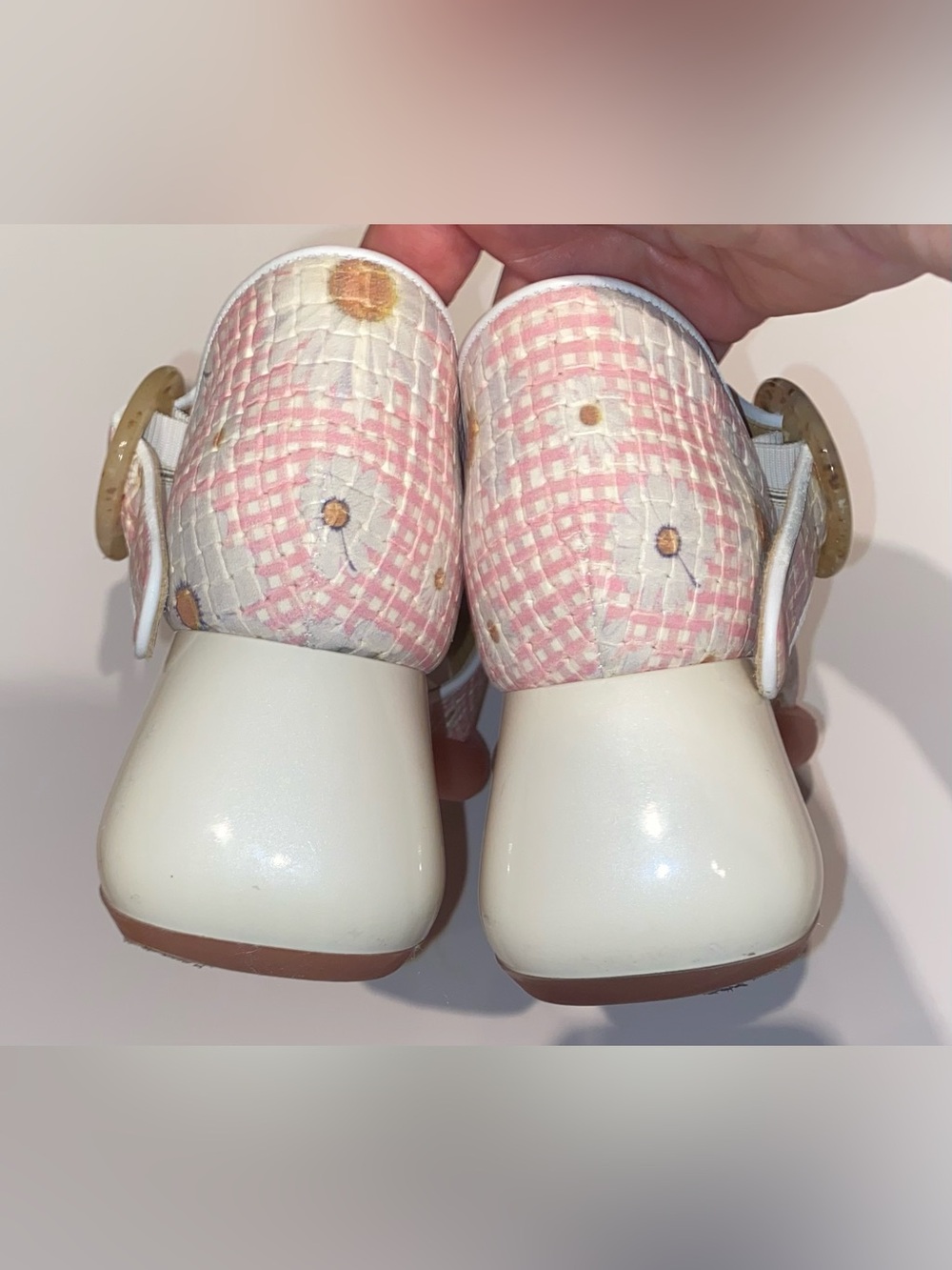 Fluevog Pink and white Woven leather Block heel Mary Janes - Picture 4 of 5
